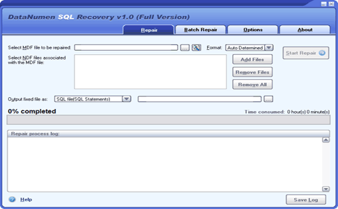 DataNumen SQL Recovery Screenshot